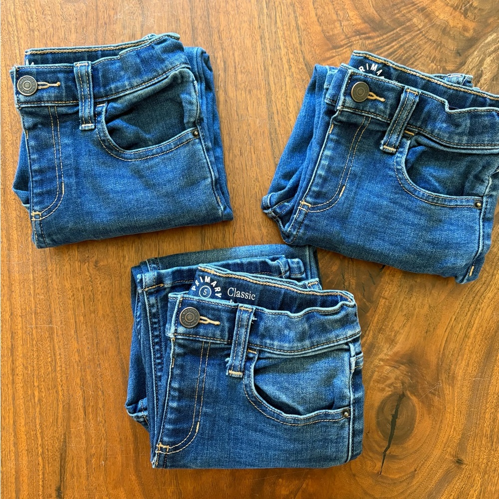 Primary SET OF 3 Like New Kids' Classic Blue Jeans